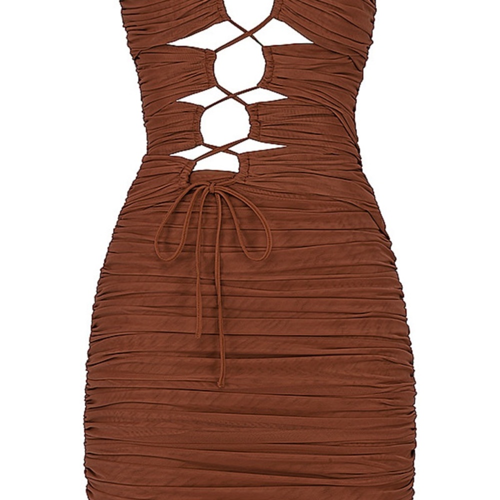Brand New House of CB/Mistress Rocks Ruched Mesh Strapless Mini Dress